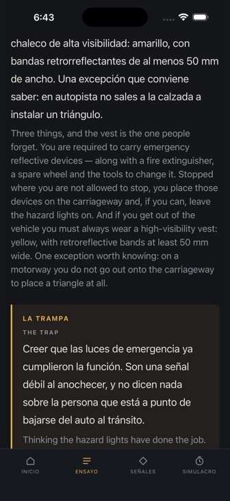Explicación de la respuesta, en español e inglés.