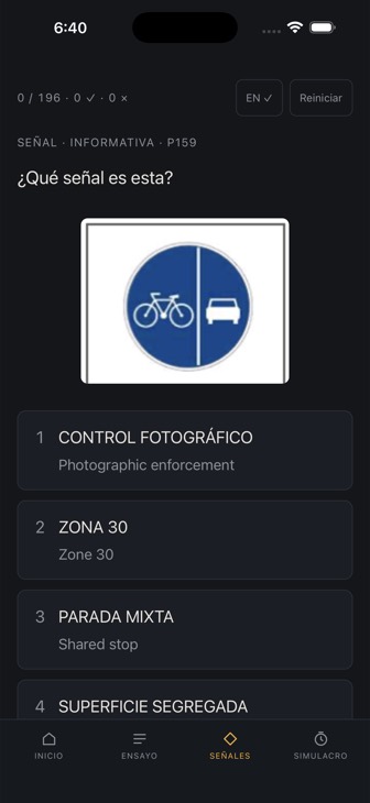 Práctica de señales de tránsito.