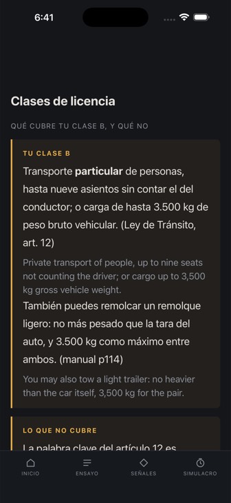 Qué cubre la licencia Clase B.